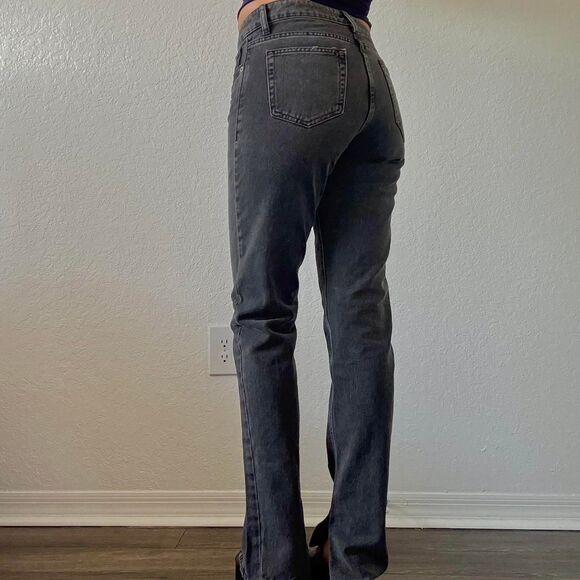 Zara Black Washed Slit Hem Jeans - Picture 2 of 7